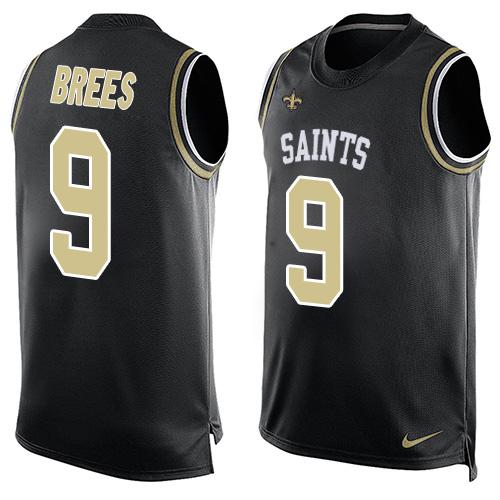 Nike Saints #9 Drew Brees Black Team Color Men's Stitched NFL Limited Tank Top Jersey - Click Image to Close